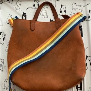Madewell Brown Crossbody Bag with colorful strap